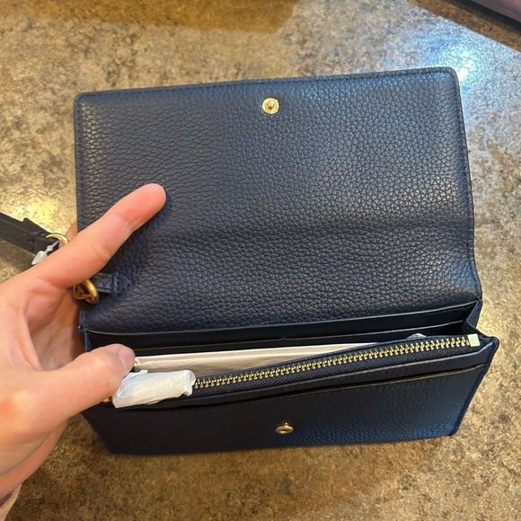 NWT Tory Burch Long Snap Wallet Royal Navy - Picture 9 of 11